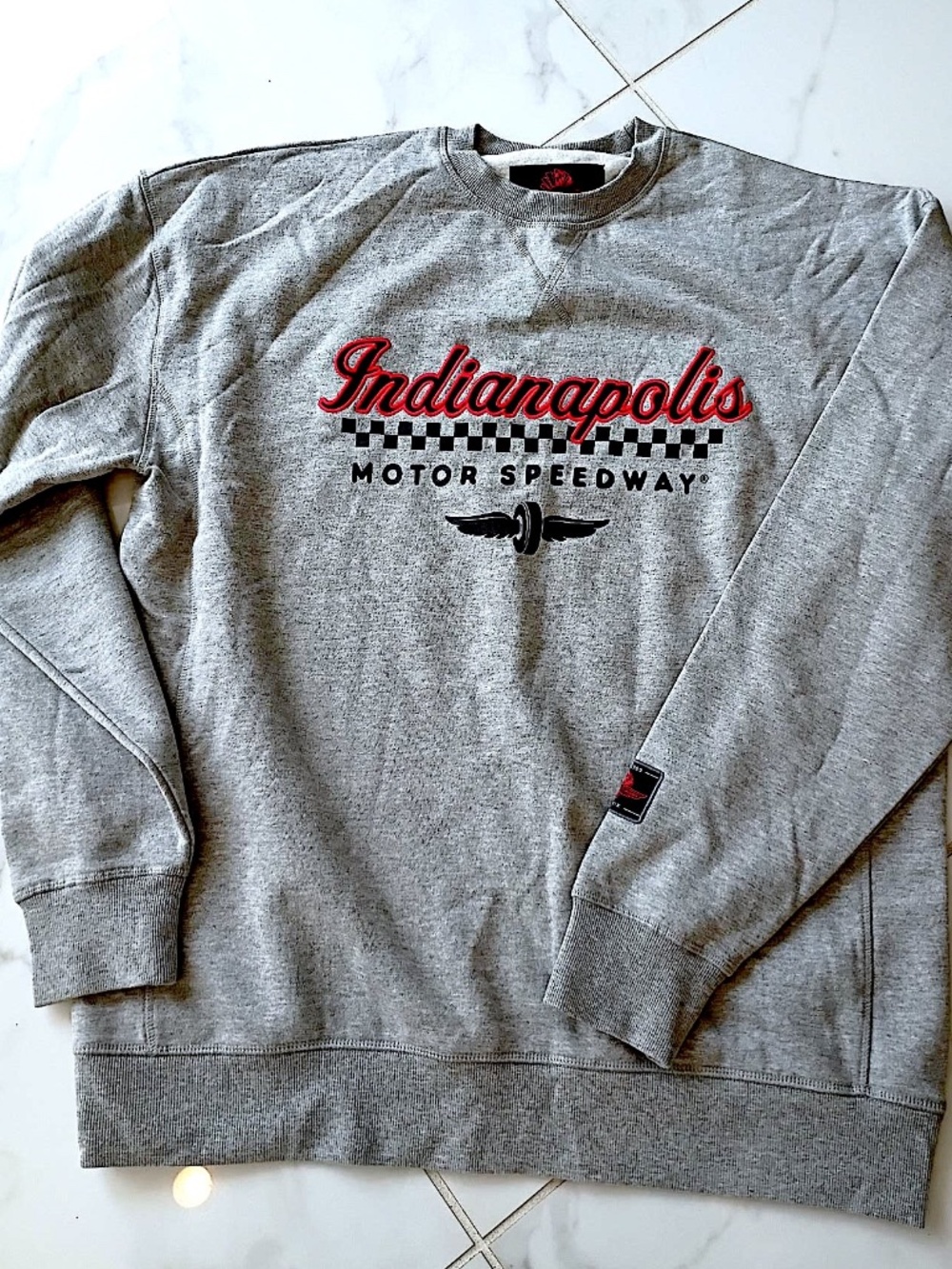 Official Embroidered "Indianapolis" Motor Speedway Gray Crew Neck Sweatshirt XL